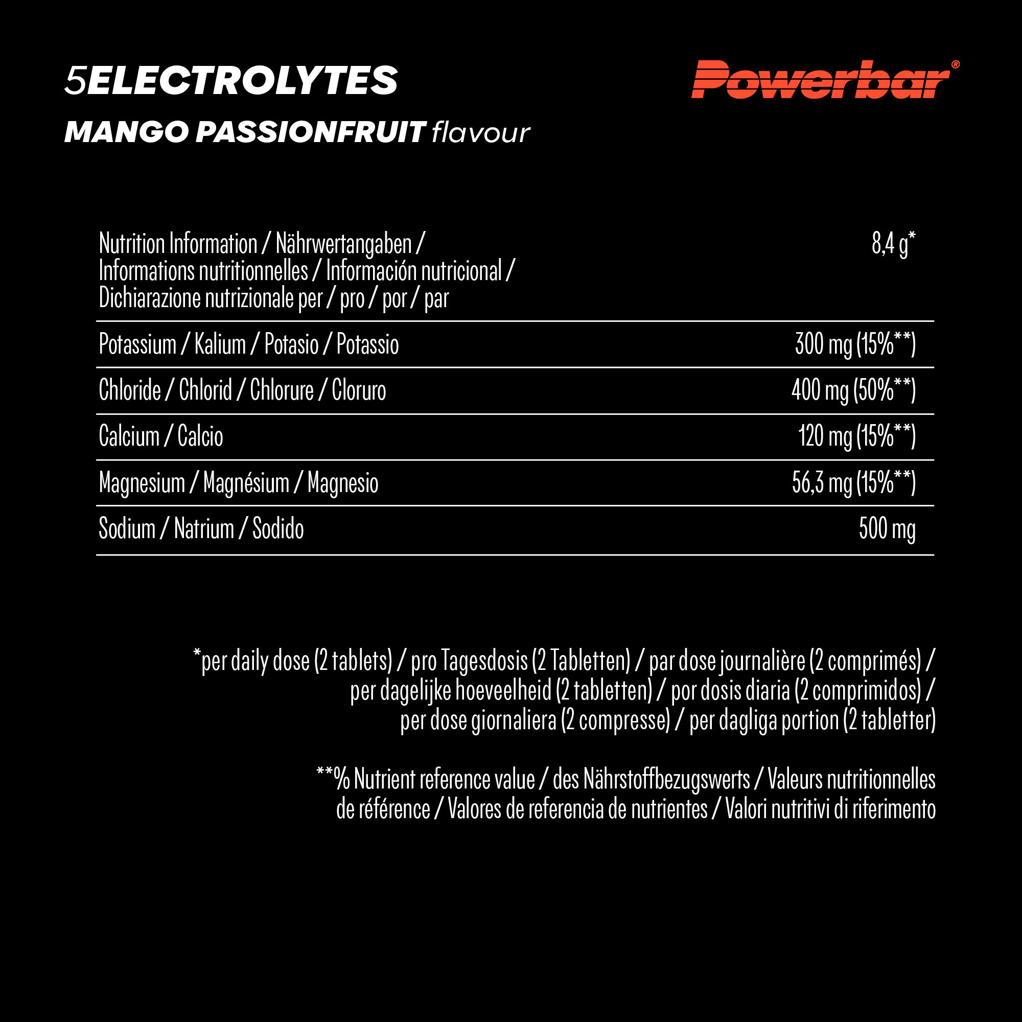 nutrition image for 5Electrolytes - 1 Box (12 x 41g) Mango Passionfruit