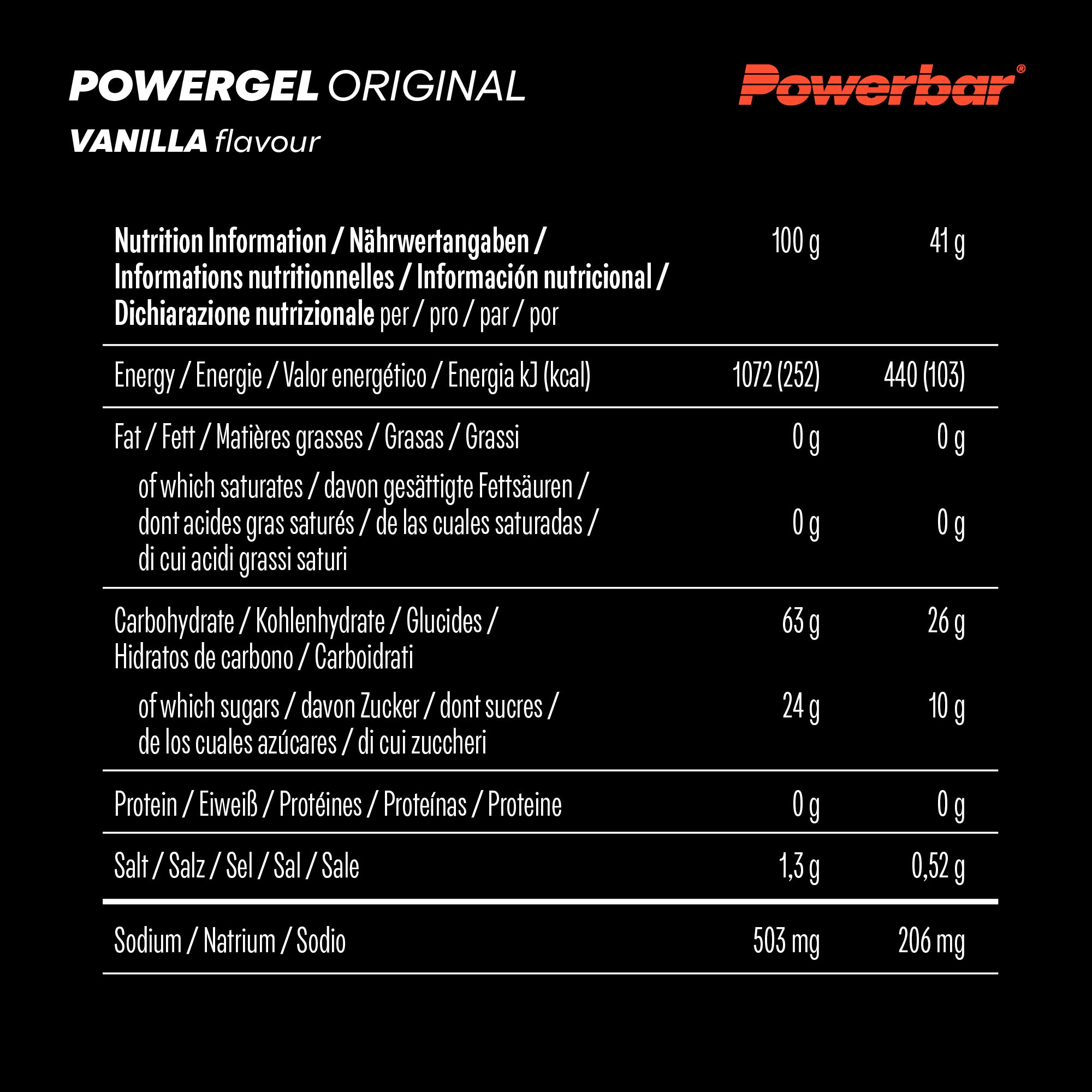 nutrition image for Powergel Original - 1 Box (24 x 41g) Vanilla