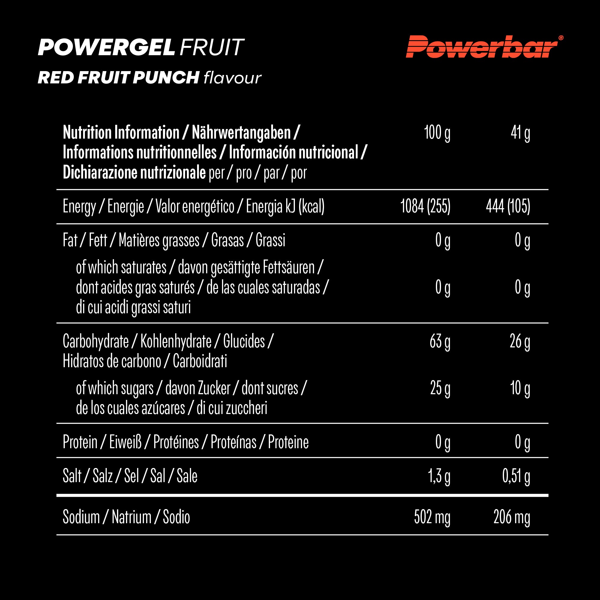 nutrition image for PowerGel Fruit - 1 Box (24 x 41g) Red Fruit