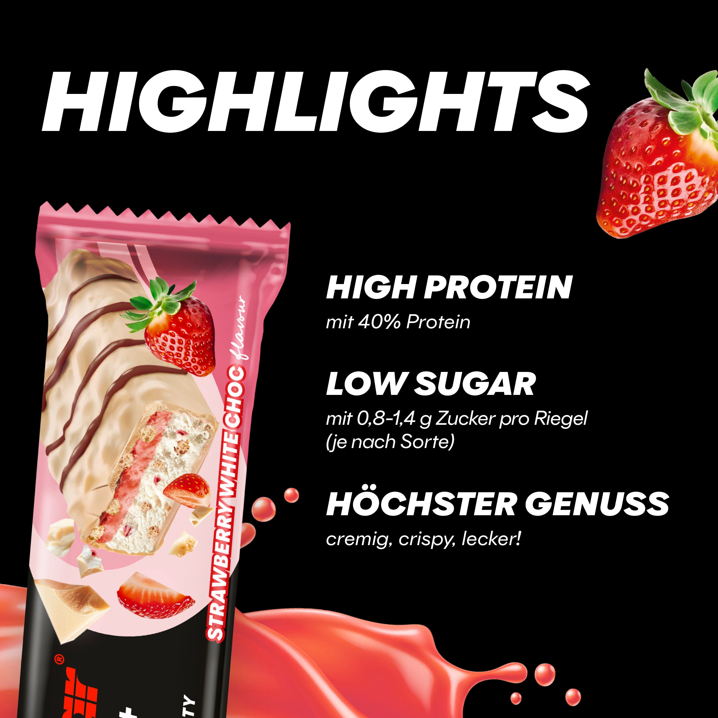 highlight image for 40% Protein+ Crisp  - 1 Box (12 x 40g) White Choc Strawberry