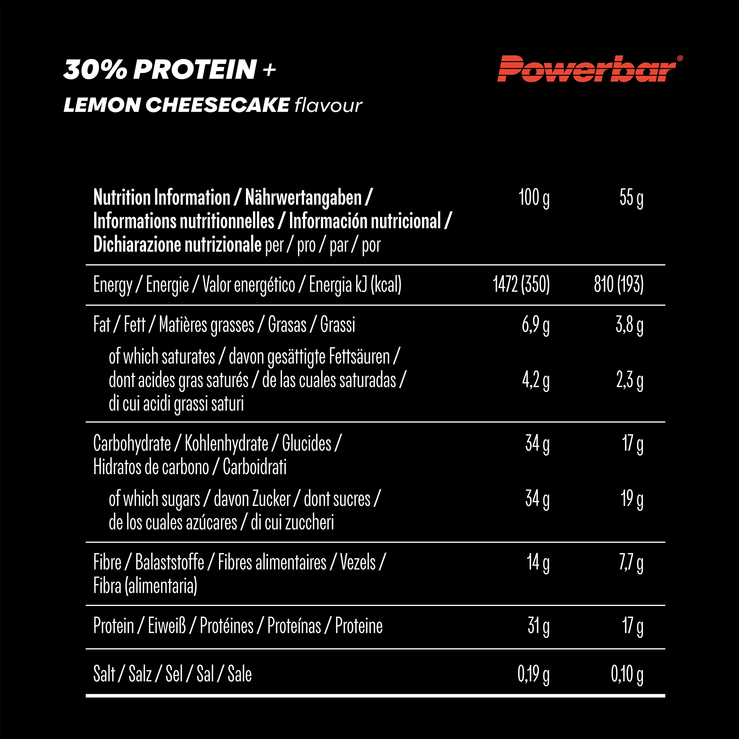 nutrition image for 30% Protein Plus - 1 Box (15 x 55g) Lemon-Cheesecake